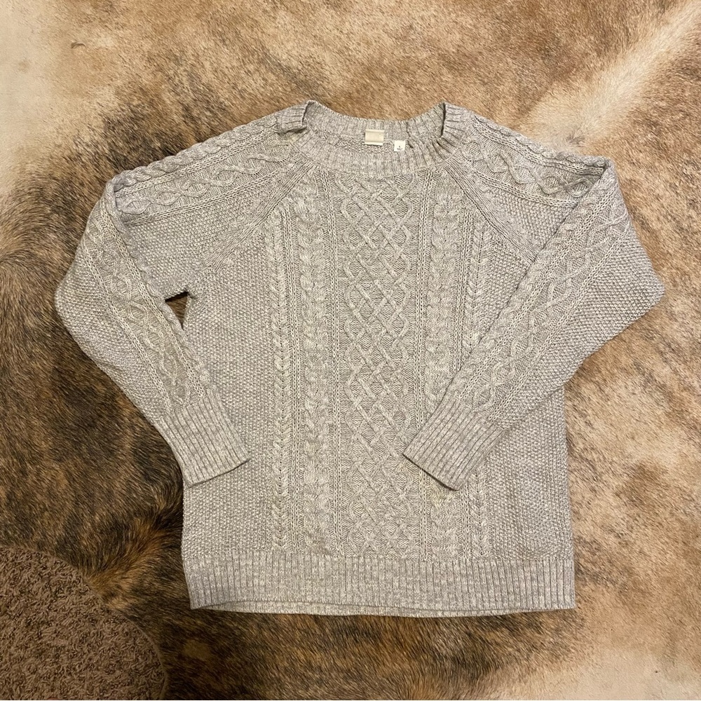 Grey Cableknit Sweater Large